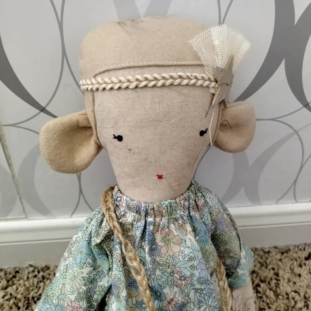 Handmade Mouse Girl Hair bow Doll
